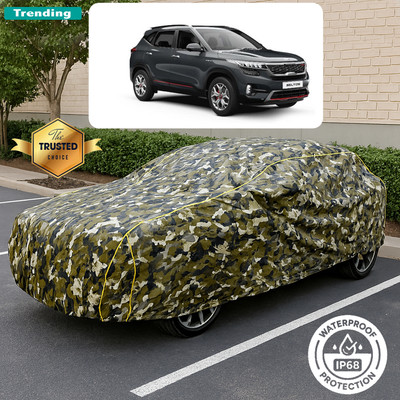 CODOKI Car Cover For Kia Seltos GTX 1.4 (With Mirror Pockets)(Yellow, Black)