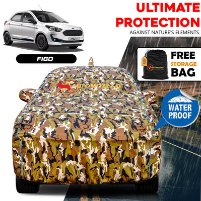 AUTOMOZEXO Car Cover For Ford Figo (With Mirror Pockets)(Silver)