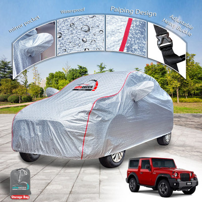 AUTOCOZEN Car Cover For Mahindra Thar (With Mirror Pockets)(Silver)