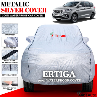 AlibaAuto Car Cover For Maruti Suzuki Ertiga (With Mirror Pockets)(Silver, Black, For 2019, 2020, 2021, 2022, 2023, 2024 Models)