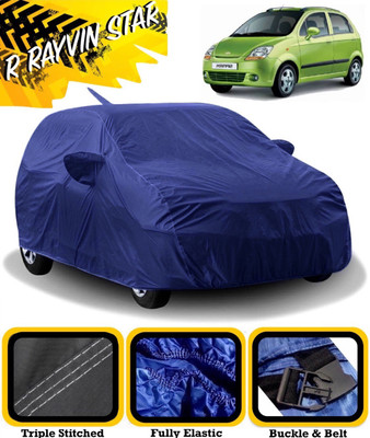 R Rayvin Star Car Cover For Chevrolet Spark (With Mirror Pockets)(Blue)