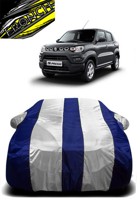 FRONCH Car Cover For Maruti S-Presso VXI Opt AT Petrol (With Mirror Pockets)(White, Blue)