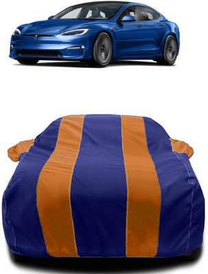 Autoprime Car Cover For Tesla Model X Electric(Battery) (With Mirror Pockets)(Orange, Blue)