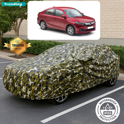 GOSHIV-car and bike accessories Car Cover For Honda Amaze VX i-DTEC (With Mirror Pockets)(Yellow, Black)