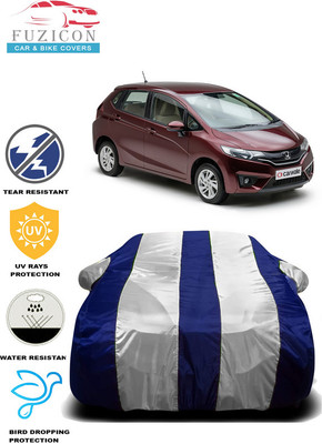 FUZICON Car Cover For Honda Jazz 1.2 V AT i VTEC (With Mirror Pockets)(White, Blue)