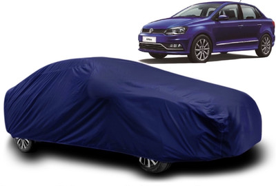 AXLOZ Car Cover For Volkswagen Ameo (With Mirror Pockets)(Blue)