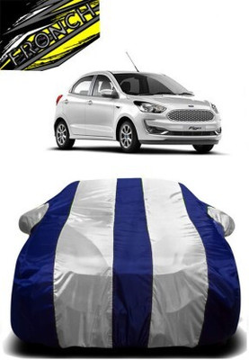FRONCH Car Cover For Volkswagen Vento (With Mirror Pockets)(White, Blue)