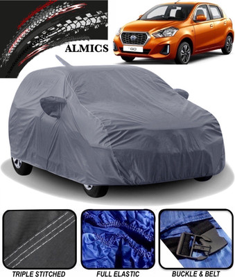 ALMICS Car Cover For Datsun Go (With Mirror Pockets)(Grey)