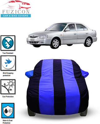 FUZICON Car Cover For Hyundai Accent 1.6i (With Mirror Pockets)(Blue)