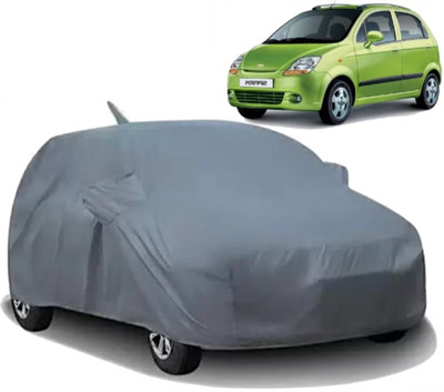 AXLOZ Car Cover For Chevrolet Spark (With Mirror Pockets)(Grey)