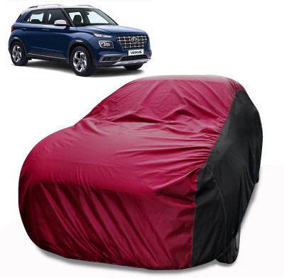 MoTRoX Car Cover For Hyundai Venue (Without Mirror Pockets)(Maroon, Black)