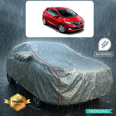 PAGORA Car Cover For Honda Jazz (With Mirror Pockets)(Silver, Red)