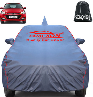 FAMEXON Car Cover For Hyundai Elite i20 (With Mirror Pockets)(Grey)