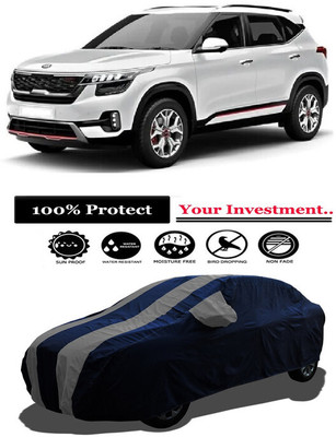 Amexride Car Cover For Kia Seltos HTX Plus AT D Diesel (With Mirror Pockets)(Grey)
