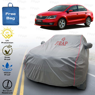 Frap Car Cover For Skoda Rapid (With Mirror Pockets)(Grey, Red)