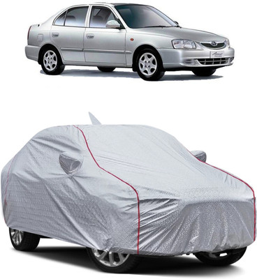 FUZICON Car Cover For Hyundai Accent (With Mirror Pockets)(Silver)