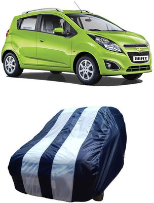 ATBROTHERS Car Cover For Chevrolet Beat (Without Mirror Pockets)(White, Blue)