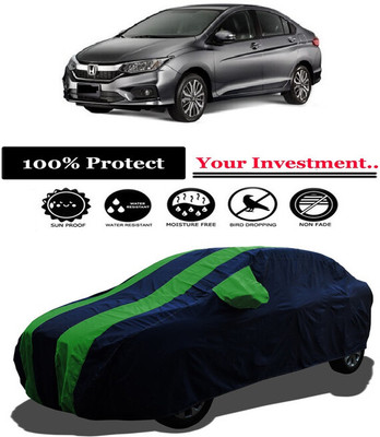 Amexride Car Cover For Honda City i VTEC V (With Mirror Pockets)(Green)