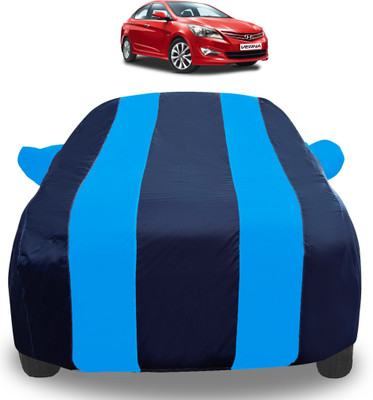 Auto Hub Car Cover For Hyundai Fluidic Verna (With Mirror Pockets)(Blue)