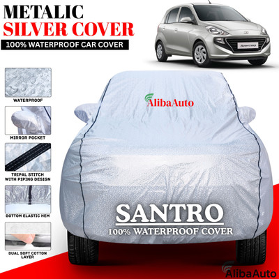 AlibaAuto Car Cover For Hyundai Santro (With Mirror Pockets)(Silver, Black, For 2019, 2020, 2021, 2022, 2023, 2024 Models)