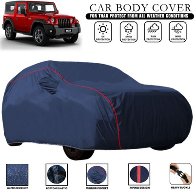 MADAFIYA Car Cover For Mahindra Thar, Thar CRDe, Thar Facelift (With Mirror Pockets)(Blue, Red)