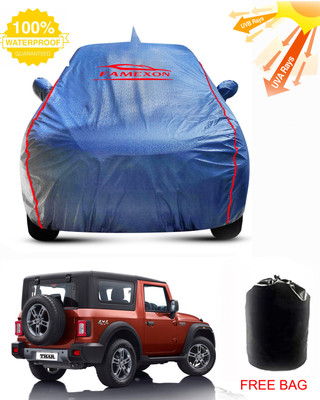 FAMEXON Car Cover For Mahindra Thar (With Mirror Pockets)(Blue, For 2021, 2022, 2023 Models)
