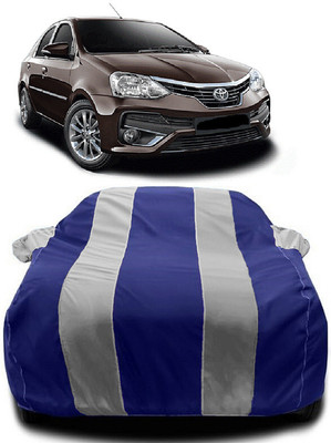 Autoprime Car Cover For Toyota Etios VXD (With Mirror Pockets)(White, Blue)