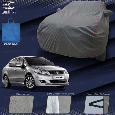 Carigiri Car Cover For Maruti Suzuki SX4, SX4 VXI, SX4 1.2L (D), SX4 ZDI (With Mirror Pockets)(Grey, Red)