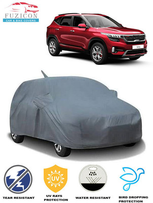 FUZICON Car Cover For Kia Seltos GTK 1.4 (With Mirror Pockets)(Grey)