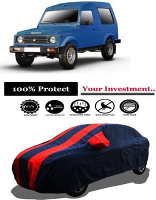 Amexride Car Cover For Maruti Suzuki Gypsy MG-410 (With Mirror Pockets)(Red)