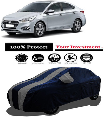 Amexride Car Cover For Hyundai Verna CRDi 1.6 AT SX Option Diesel (With Mirror Pockets)(Grey)