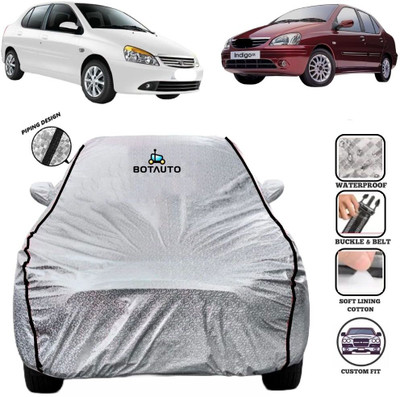 BOTAUTO Car Cover For Tata Indigo, Universal For Car, Indigo CS (With Mirror Pockets)(Silver, Black)