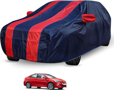 Auto Hub Car Cover For Hyundai Fluidic Verna (With Mirror Pockets)(Blue, Red)