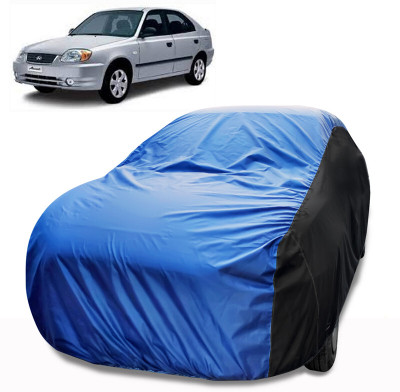 MoTRoX Car Cover For Hyundai Accent Viva (With Mirror Pockets)(Black, Blue)