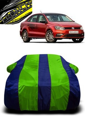 FRONCH Car Cover For Volkswagen Vento (With Mirror Pockets)(Green, Blue)