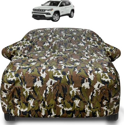 MOCKHE Car Cover For Jeep Compass (With Mirror Pockets)(Brown)