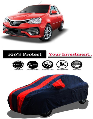 Amexride Car Cover For Toyota Platinum Etios 1.5 V Petrol (With Mirror Pockets)(Red)