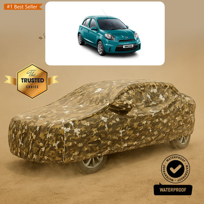 GOSHIV-car and bike accessories Car Cover For Nissan Micra Active (With Mirror Pockets)(Yellow, White)