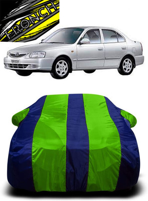 FRONCH Car Cover For Hyundai Accent (With Mirror Pockets)(Green, Blue)