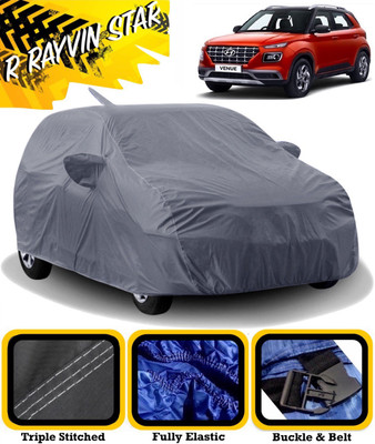 R Rayvin Star Car Cover For Hyundai Venue (With Mirror Pockets)(Grey)