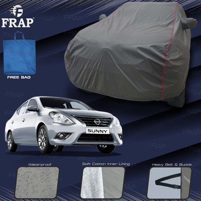Frap Car Cover For Nissan Sunny (With Mirror Pockets)(Grey, Red)