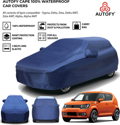 Autofy Car Cover For Maruti Suzuki Ignis 1.2 Sigma, Ignis 1.3 Alpha, Ignis 1.3 Delta, Ignis 1.2 AMT Alpha Petrol (With Mirror Pockets)(Blue, For 2019, 2020, 2021, 2022 Models)