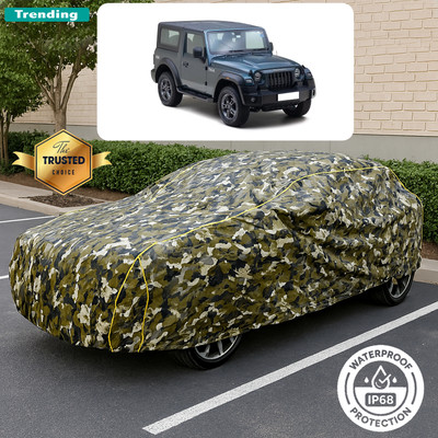 GOSHIV-car and bike accessories Car Cover For Mahindra Thar (With Mirror Pockets)(Yellow, Black)