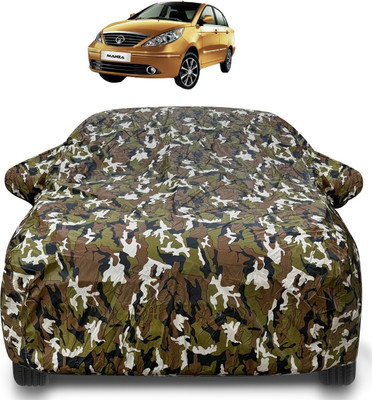 Auto Hub Car Cover For Tata Manza (With Mirror Pockets)(Brown)