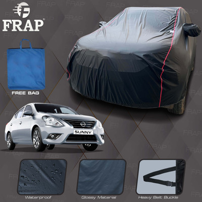 Frap Car Cover For Nissan Sunny (With Mirror Pockets)(Black, Red)