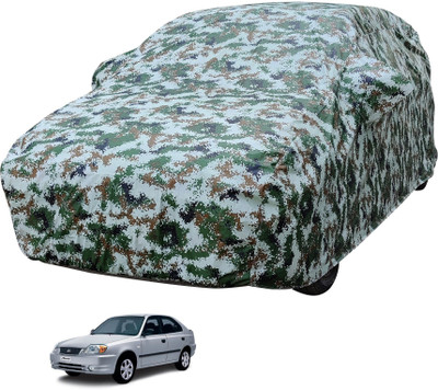 Auto Hub Car Cover For Hyundai Accent (With Mirror Pockets)(Multicolor)