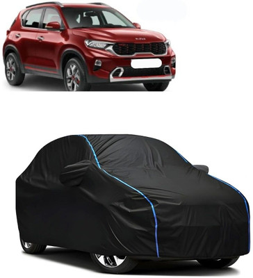 Autohaux Car Cover For Kia Sonet (With Mirror Pockets)(Black, Blue)