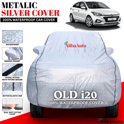 AlibaAuto Car Cover For Hyundai i20 (With Mirror Pockets)(Silver, Black, For 2019, 2020, 2021, 2022, 2023, 2024 Models)