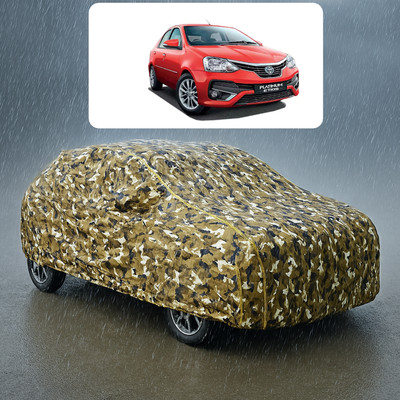 PAGORA Car Cover For Toyota Platinum Etios (With Mirror Pockets)(Yellow, White)