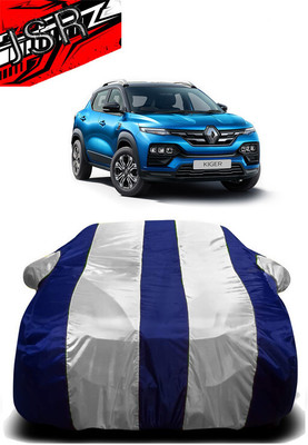 J S R Car Cover For Renault Kiger (With Mirror Pockets)(White, Blue)